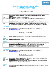 Weekly programme (next week)