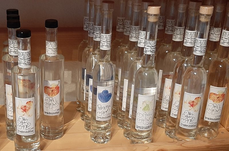 obst schnaps in flaschen abgefuellt 