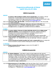 Programma settimanale (la prossima settimana)